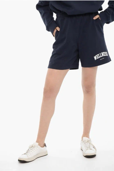 Shop Sporty And Rich Solid Color Cotton Shorts