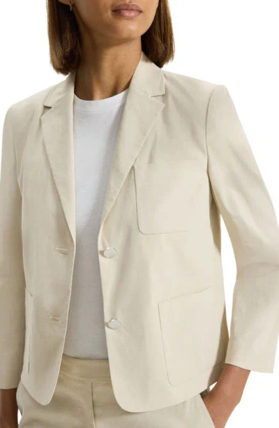 Shop Theory Good Shrunken Linen Blend Blazer In Straw