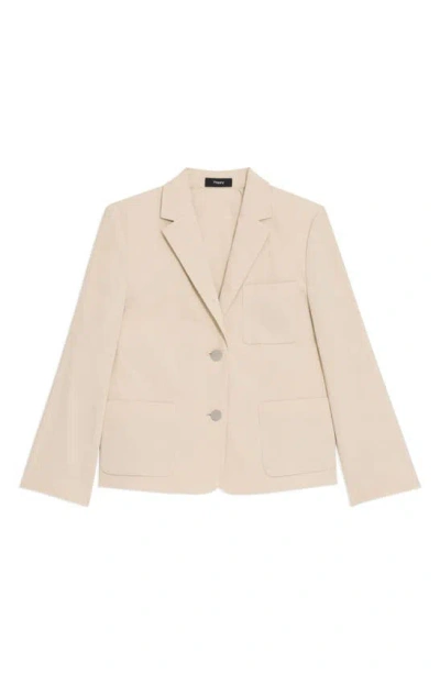 Theory Shrunken Split Cuff Two Button Blazer In Straw