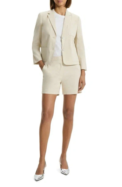 Theory Shrunken Split Cuff Two Button Blazer In Straw
