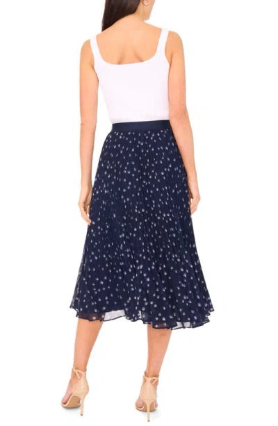 Shop Halogen Print Pleated Skirt In Classic Navy Blue