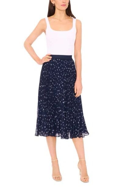 Shop Halogen (r) Print Pleated Skirt In Classic Navy Blue