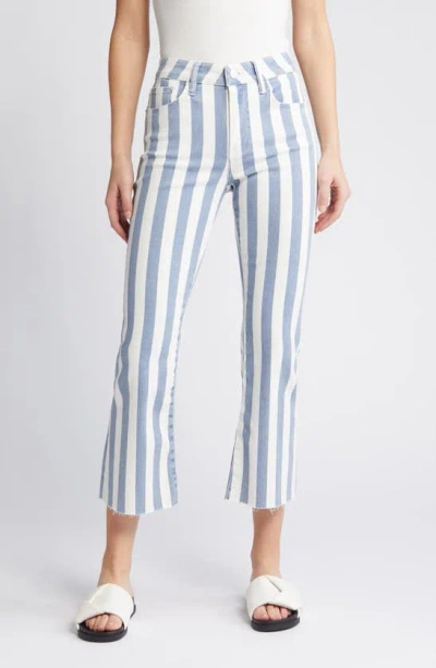 Shop Frame Le Crop Mini Bootcut Raw Hem Jeans In Clear Blue Stripe