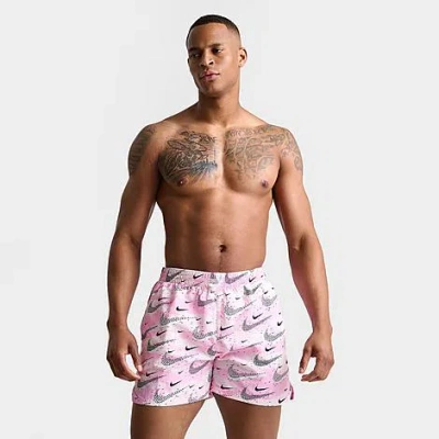 Shop Nike Men's Swim Flock 5 Inch Volley Shorts In Pink Foam