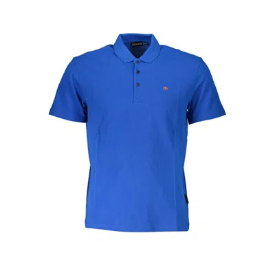 Shop Napapijri Blue Cotton Polo Shirt