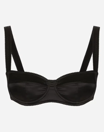Dolce & Gabbana Lace-detail Satin Balconette Bra In ブラック