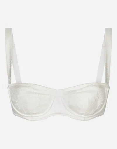 Dolce & Gabbana Lace Overlay Balconette Bra In ホワイト