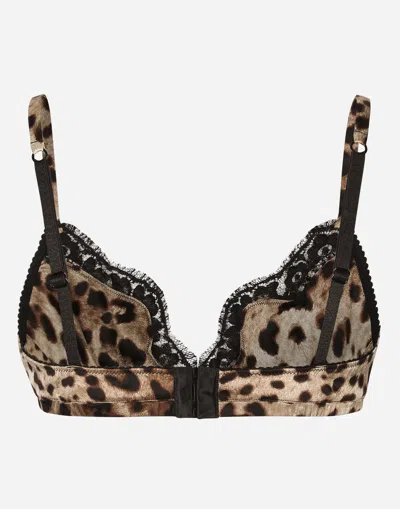 Dolce & Gabbana Leopard-print Soft Cup Bra With Lace In アニマリエプリント