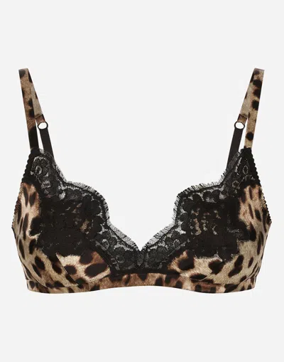 Dolce & Gabbana Leopard-print Soft Cup Bra With Lace In アニマリエプリント