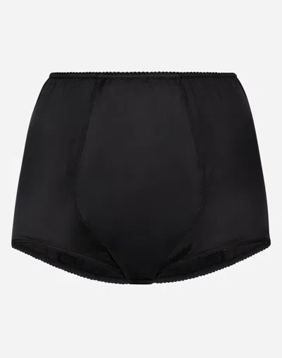 Dolce & Gabbana Stretch Satin High Waisted Briefs In ブラック