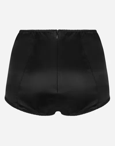 Dolce & Gabbana Stretch Satin High Waisted Briefs In ブラック