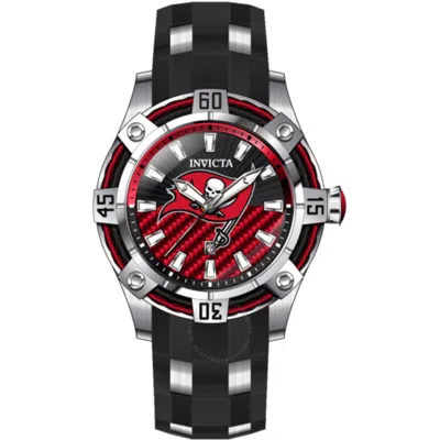 Shop Invicta Nfl Tampa Bay Buccaneers Quartz Black Dial Men's Watch 42072 In Red   /  Two Tone  / Black / Silver