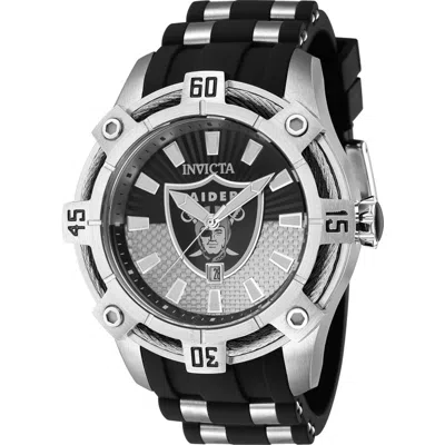 Shop Invicta Nfl Las Vegas Raiders Quartz Black Dial Men's Watch 42066 In Two Tone  / Black / Grey / Silver