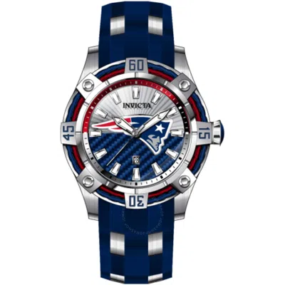 Shop Invicta Nfl New England Patriots Quartz Silver Dial Men's Watch 43300 In Red   /  Two Tone  / Blue / Silver / White