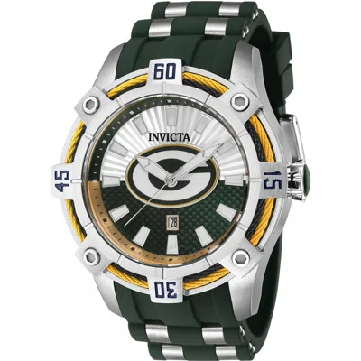 Shop Invicta Nfl Green Bay Packers Quartz Silver Dial Men's Watch 42062 In Two Tone  / Green / Silver / White / Yellow