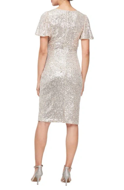 Shop Alex Evenings Sequin Cocktail Sheath Dress In Taupe