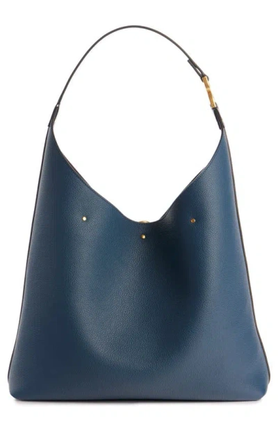 Shop Chloé Marcie Leather Hobo Bag In Navy 4c4