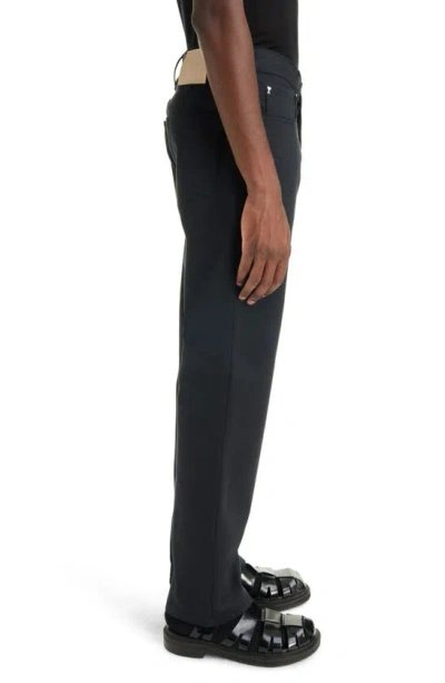 Shop Ami Alexandre Mattiussi Straight Fit Cotton Trousers In Black