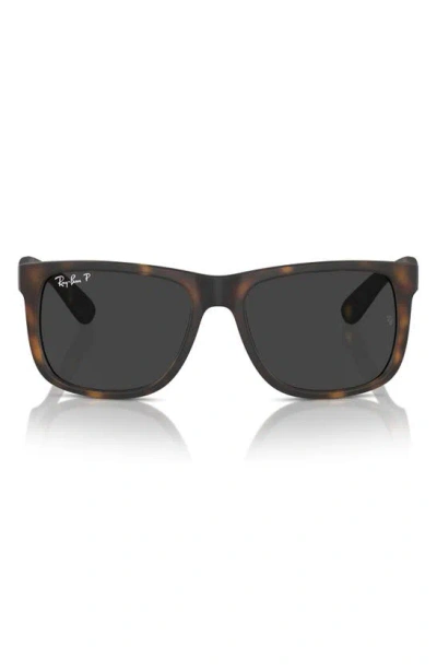 Ray Ban Justin 55mm Polarized Square Sunglasses In Brown Havana