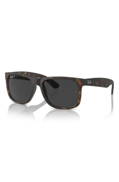 Ray Ban Justin 55mm Polarized Square Sunglasses In Brown Havana
