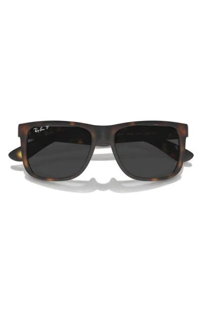 Ray Ban Justin 55mm Polarized Square Sunglasses In Brown Havana