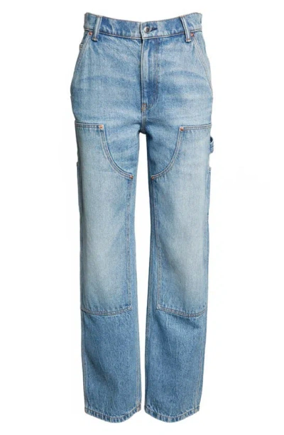 Shop Alexander Wang Ez Slouch Carpenter Straight Leg Jeans In Classic Light Indigo
