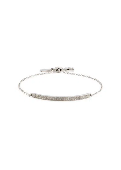 Shop Coach Crystal-embellished Slider Bracelet In Silver