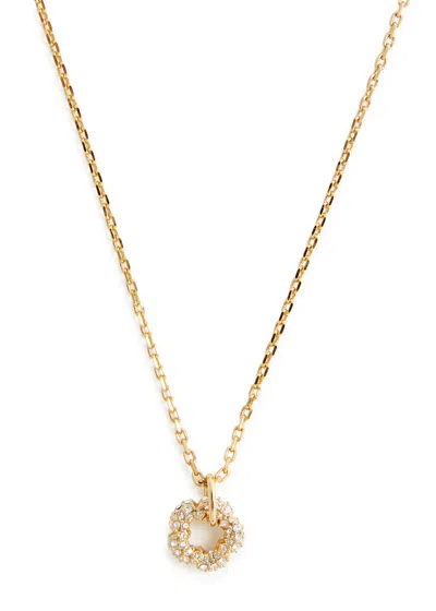 Shop Coach Tea Rose Crystal-embellished Necklace In Gold