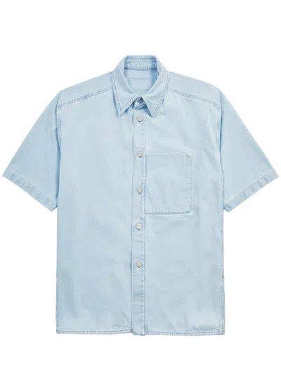 Shop Wooyoungmi Logo-print Denim Shirt In Blue