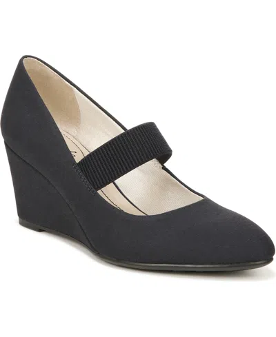 Shop Lifestride Women's Gio Mary Jane Wedge Pumps In Navy Microsuede