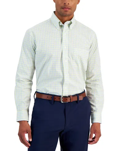 Shop Club Room Men's Regular-fit Gingham Dress Shirt, Created For Macy's In Yellow Light Blue