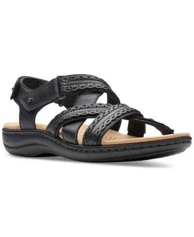 Clarks Laurieann Rena Womens Leather Criss-cross Slingback Sandals In Black Leather