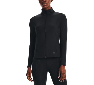 Shop Under Armour Women's Motion Zippered Mock-neck Jacket In Black,jet Gray
