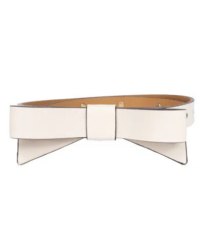 Shop Kate Spade Women's 19mm Bow Belt With Imitation Pearls In Cream