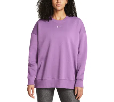 Shop Under Armour Women's Rival Fleece Oversized Crewneck Sweatshirt In Provence Purple,purple Ace
