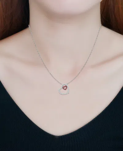 Shop Giani Bernini Lab-grown Ruby & Cubic Zirconia Heart-in-heart Pendant Necklace In Sterling Silver, 16" + 2" Extende