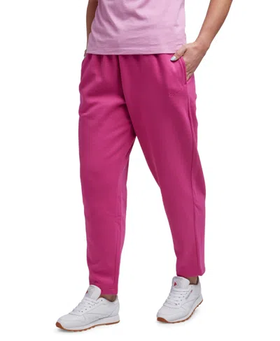 Shop Reebok Women's Lux Fleece Mid-rise Pull-on Jogger Sweatpants In Semi Proud Pink