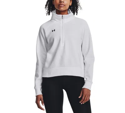 Shop Under Armour Women's Rival Fleece Mock-neck Half-zip Sweatshirt In White,black