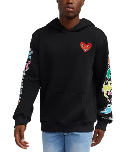 Shop Reason Men's Keith Haring Heart Pullover Hoodie In Black