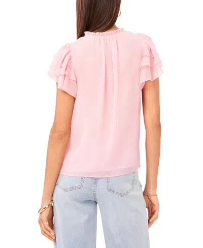 Shop 1.state Women's Tie Neck Short Flutter Sleeve Blouse In Rose Gauze