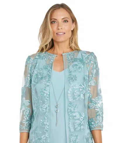 Shop R & M Richards Petite Embroidered Jacket And Dress In Slate
