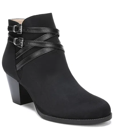 Lifestride Jezebel Womens Memory Foam Block Heel Boot In Black Fabric,faux Leather