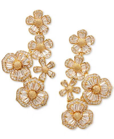 Shop Kate Spade Gold-tone Fleurette Linear Earrings In Clear,gold