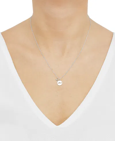 Shop Macy's Diamond Heart & Mom Coin Pendant Necklace (1/10 Ct. T.w.) In Sterling Silver, 16" + 2" Extender