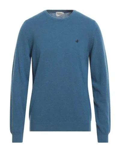 Shop Brooksfield Man Sweater Navy Blue Size 42 Wool, Polyamide