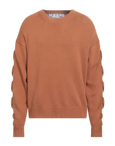 Shop Off-white Man Sweater Camel Size L Cotton, Polyamide, Elastane, Polyurethane In Beige