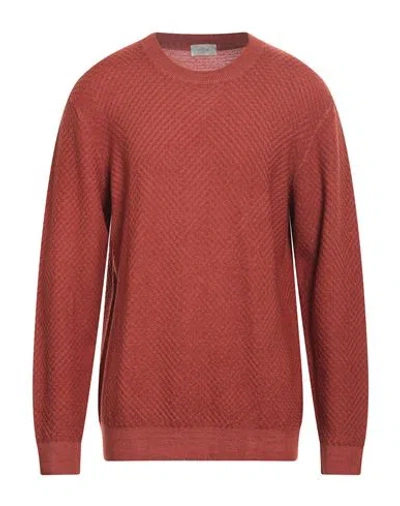 Shop Altea Man Sweater Rust Size Xl Virgin Wool In Red