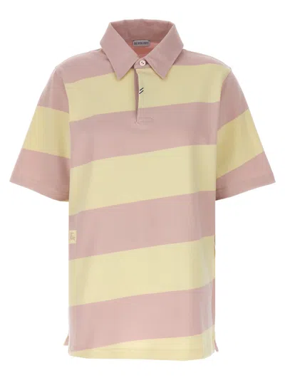 Shop Burberry Logo Striped Shirt Polo In Multicolor