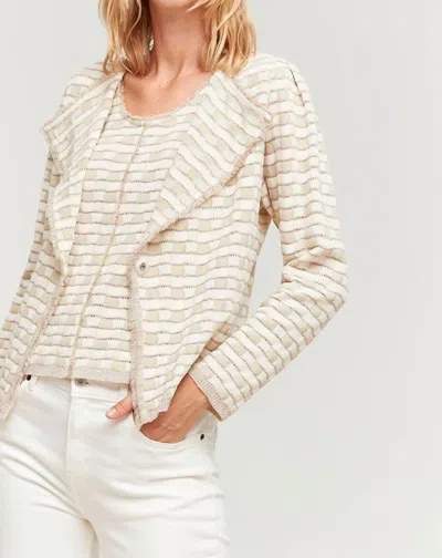 Shop Aldo Martins Checked Open Front Button Jacket In Tan/white In Beige
