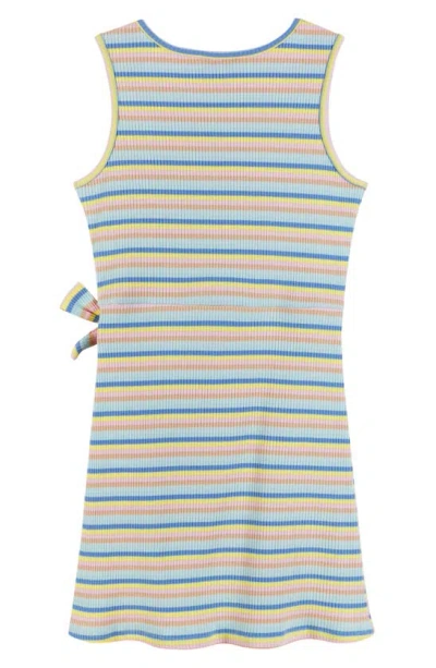 Shop Andy & Evan Kids' Stripe Rib Dress In Light Blue Striped